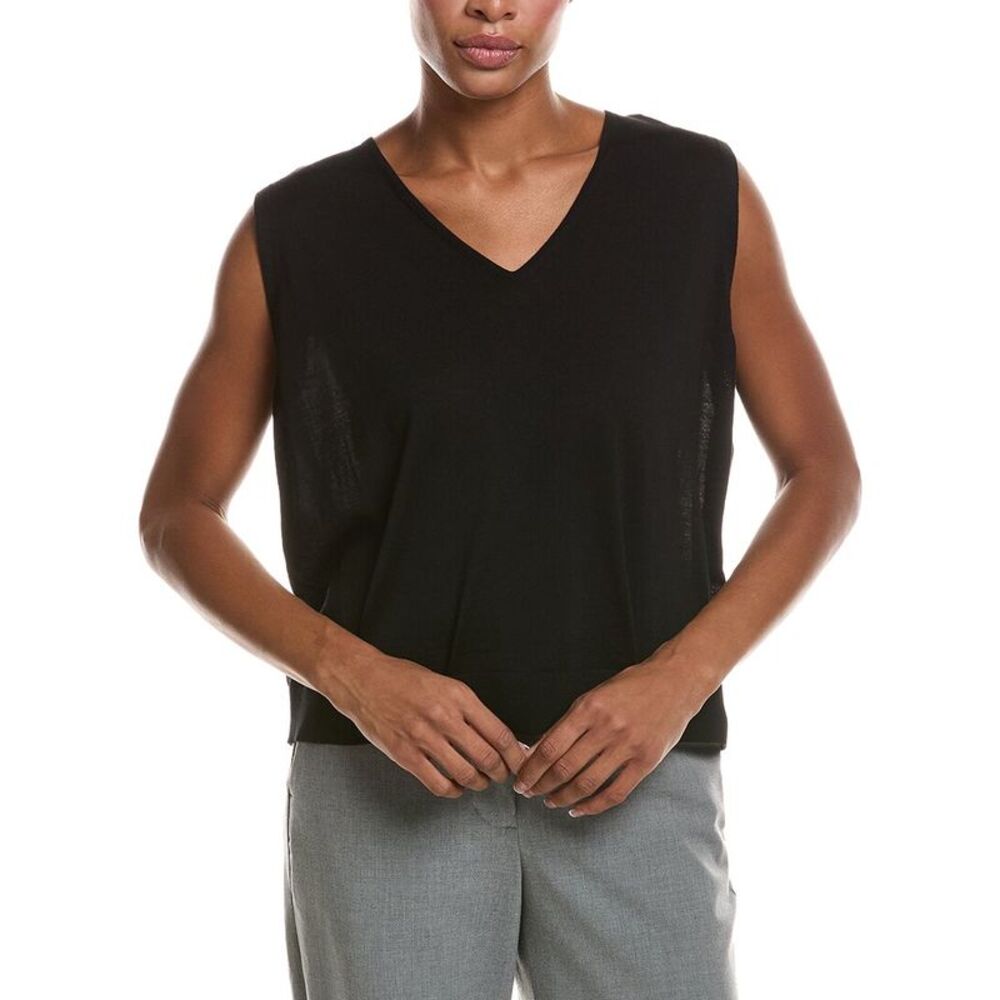 Eileen Fisher Womens V-Neck Wool Vest